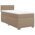 ZNTS Box Spring Bed with Mattress Cappuccino 90x200 cm Faux Leather 3286107