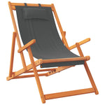 ZNTS Folding Beach Chairs 2 pcs Grey Fabric 3214482