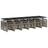 17 Piece Garden Dining Set with Cushions Grey Poly Rattan 3210824