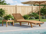 Sun Lounger Brown Solid Teak Wood 42032681