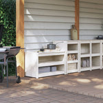 Outdoor Kitchen Cabinets 2 pcs White Solid Wood Pine 3196131