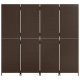 Room Divider 4 Panels Brown Poly Rattan 365345