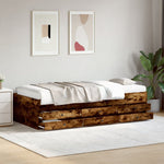 ZNTS Daybed with Drawers without Mattress Smoked Oak 100x200 cm 3280871