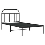 Bed Frame Black Powder-Coated Steel Single Single Bed Frame 353630