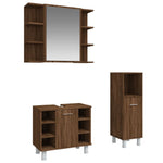 ZNTS 3 Piece Bathroom Cabinet Set Brown Oak Engineered Wood 3187611