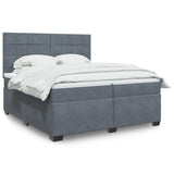 Box Spring Bed with Mattress Dark Grey 200x200 cm Velvet 3291003