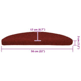 Stair Mats Self-adhesive 30 pcs 56x17x3 cm Bordeaux Red Half Round 3365683