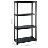 Storage Shelf 4-Tier Black 122x30.5x130 cm Plastic 3059851