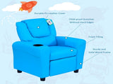 Kids Recliner Chair, PU Leather with Adjustable Backrest, Footrest, Padded Headrest, Blue T3398P348592