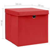 Storage Boxes with Covers 10 pcs 28x28x28 cm Red 325222