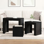 ZNTS 3-Piece Nesting Coffee Table Set - Black Oak Engineered Wood 862070