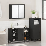 3 Piece Bathroom Furniture Set Black Engineered Wood 3300970