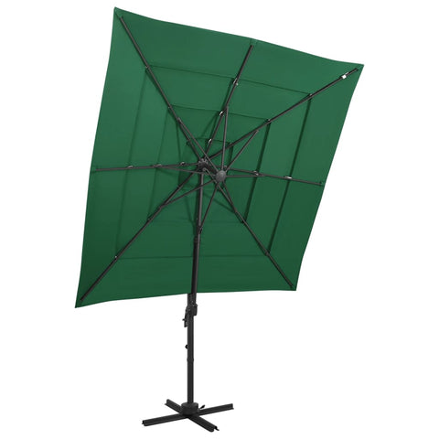 4-Tier Garden Parasol with Aluminium Pole Green 250x250 cm 313821