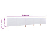 5-panel Wind Screen Fabric 600x120 cm Sand White 47160