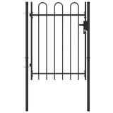 Fence Gate "BOXTEL" Single Door with Arched Top Steel 1x1,2 m Black 146030
