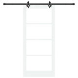 Sliding Door White 93 x 211 cm Solid Pine Wood and Glass 3332318