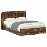 Bed Frame with Storage Smoked Oak 150 x 200 cm Engineered Wood 3433881
