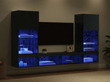 TV Wall Units with LED 5 pcs 40.5 x 30 x 102 cm Black Oak 3402959