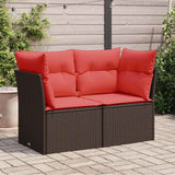 Garden Sofa with Cushion 7 pcs Brown and red Poly rattan 366240