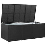 Storage Chest Black Polyethylene Rattan Large Garden Storage Box 46477