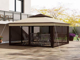3 x 3 Pop Up Gazebo, Height Adjustable Instant Event Shelter with Netting and Carrying Bag, Beige T3398P314111