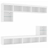 8 Piece TV Wall Units with LED White Engineered Wood 3216668