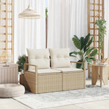 Garden Sofa with Cushion Beige 120 x 62 x 69cm Poly Rattan 42006766