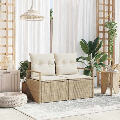 Garden Sofa with Cushion Beige 120 x 62 x 69cm Poly Rattan 42006766