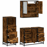 3 Piece Bathroom Furniture Set Smoked Oak Engineered Wood 3301052