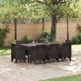 Garden Dining Set 9 pcs Brown Polypropylene 3378577