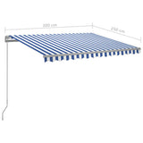 Manual Retractable Awning with LED 300x250 cm Blue and White 3068861