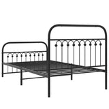 Metal Bed Frame without Mattress with Footboard Black 100x190cm 376612