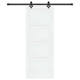 Sliding Door White and Black 78 x 202 cm Solid Pine Wood 3333499