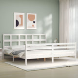 Bed Frame without Mattress White Super King Size Solid Wood 3194847