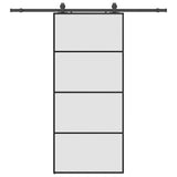 Sliding Door with Hardware Set Black 90x205 cm ESG Glass 3375859
