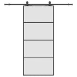 Sliding Door with Hardware Set Black 90x205 cm ESG Glass 3375859