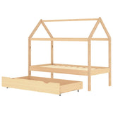 Kids Bed Frame with a Drawer Solid Pine Wood 80x160 cm 322137