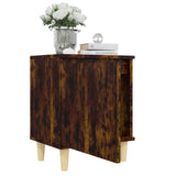 Bed Cabinets with Solid Wood Legs 2 pcs Smoked Oak 40x30x50 cm 813111