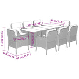 9 Piece Garden Dining Set with Cushions Grey Poly Rattan 3211893