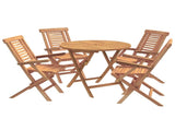 5 Piece Folding Garden Bistro Set Natural Solid Teak Wood 3434090