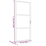 Interior Door 93x201.5 cm White ESG Glass and Aluminium 350570