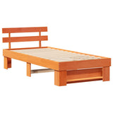 Bed Frame with Headboard Wax Brown 75 x 190 cm Solid Pine Wood 872511