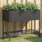 ZNTS Garden Planters with Shelf 2 pcs Black 90x40x75 cm Poly Rattan 3210507