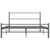 Bed Frame Grey Metal Double Durable Bed Frame Rectangular 286495