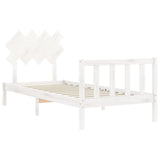 Bed Frame without Mattress White Single Solid Wood Pine 3193432
