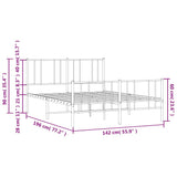 Metal Bed Frame without Mattress with Footboard White 135x190cm 352546