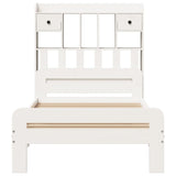 ZNTS Bookcase Bed without Mattress White 75x190 cm Small Single Solid Wood Pine 3308907