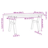 Coffee Table Y-Frame 100x50x45.5 cm Solid Wood Pine and Steel 3282776