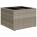 Garden Table with Glass Top Light Grey 55x55x37 cm Poly Rattan 366182