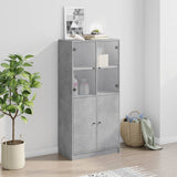 Highboard with Doors Concrete Grey 68x37x142 cm Engineered Wood 3295867